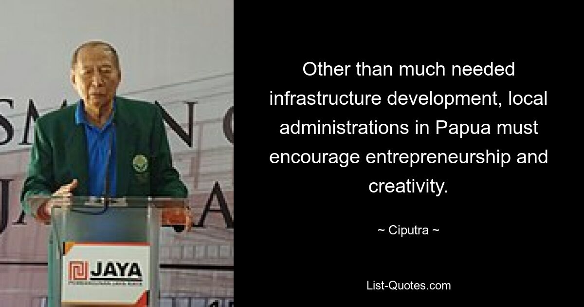 Other than much needed infrastructure development, local administrations in Papua must encourage entrepreneurship and creativity. — © Ciputra