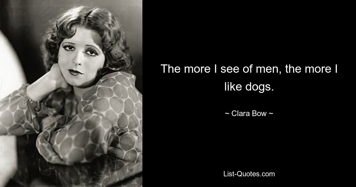 The more I see of men, the more I like dogs. — © Clara Bow