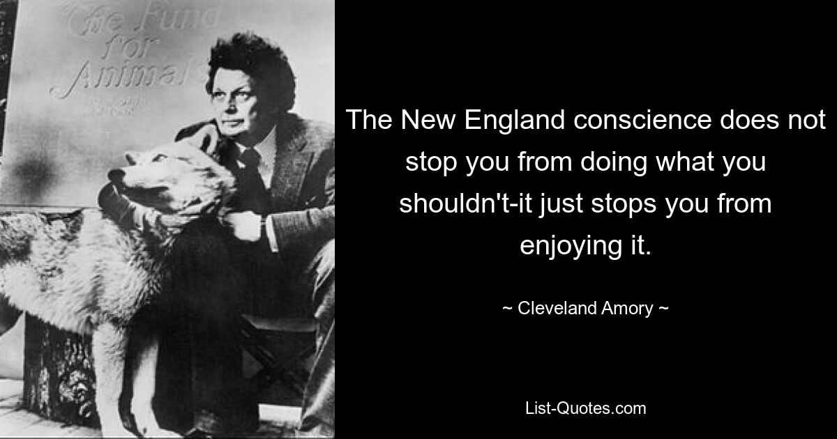 The New England conscience does not stop you from doing what you shouldn't-it just stops you from enjoying it. — © Cleveland Amory