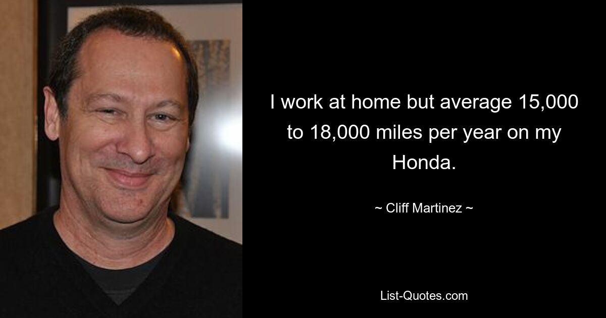 I work at home but average 15,000 to 18,000 miles per year on my Honda. — © Cliff Martinez