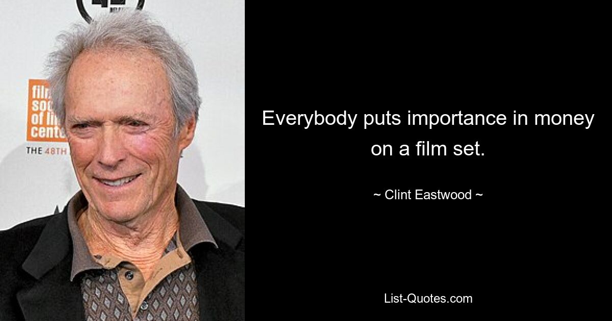 Everybody puts importance in money on a film set. — © Clint Eastwood