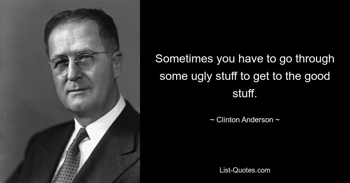 Sometimes you have to go through some ugly stuff to get to the good stuff. — © Clinton Anderson