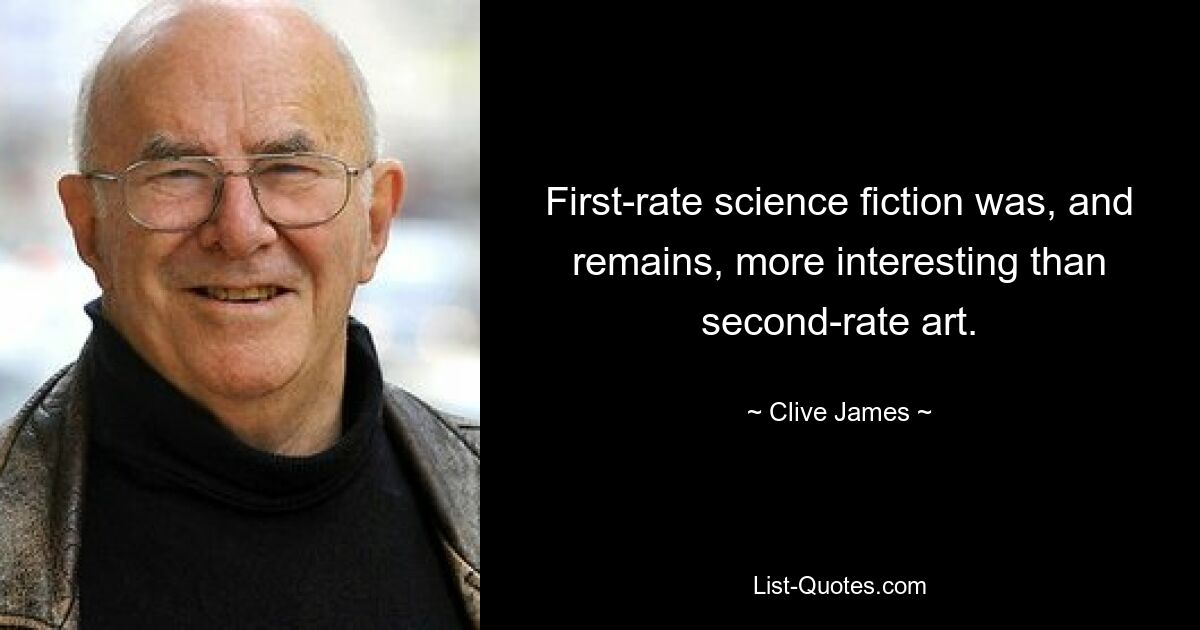 First-rate science fiction was, and remains, more interesting than second-rate art. — © Clive James