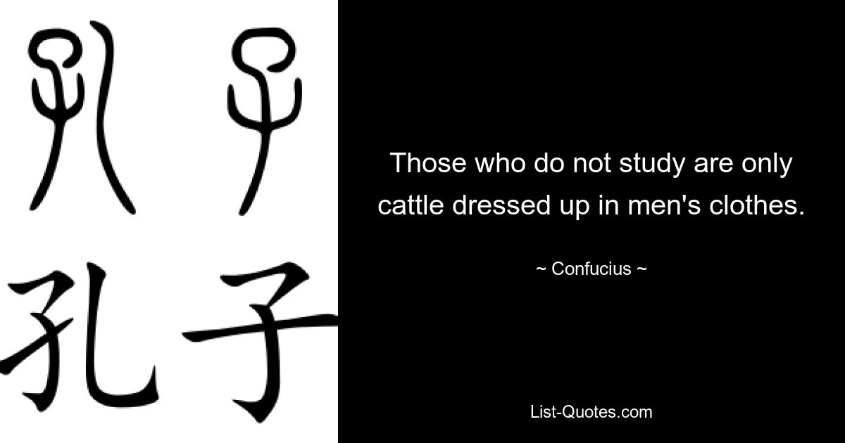 Those who do not study are only cattle dressed up in men's clothes. — © Confucius