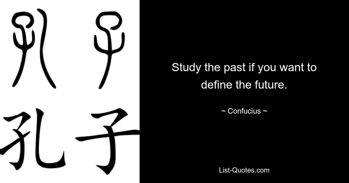 Study the past if you want to define the future. — © Confucius