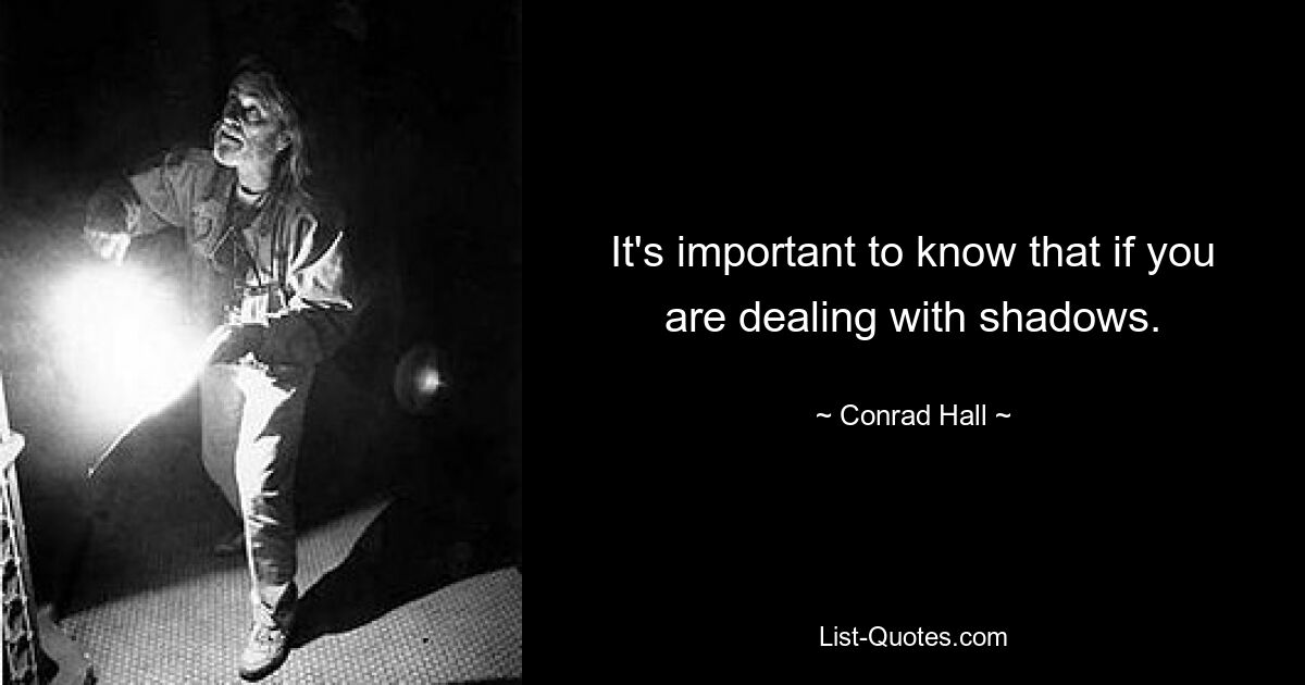 It's important to know that if you are dealing with shadows. — © Conrad Hall