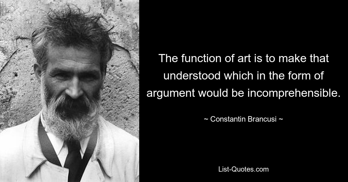 The function of art is to make that understood which in the form of argument would be incomprehensible. — © Constantin Brancusi