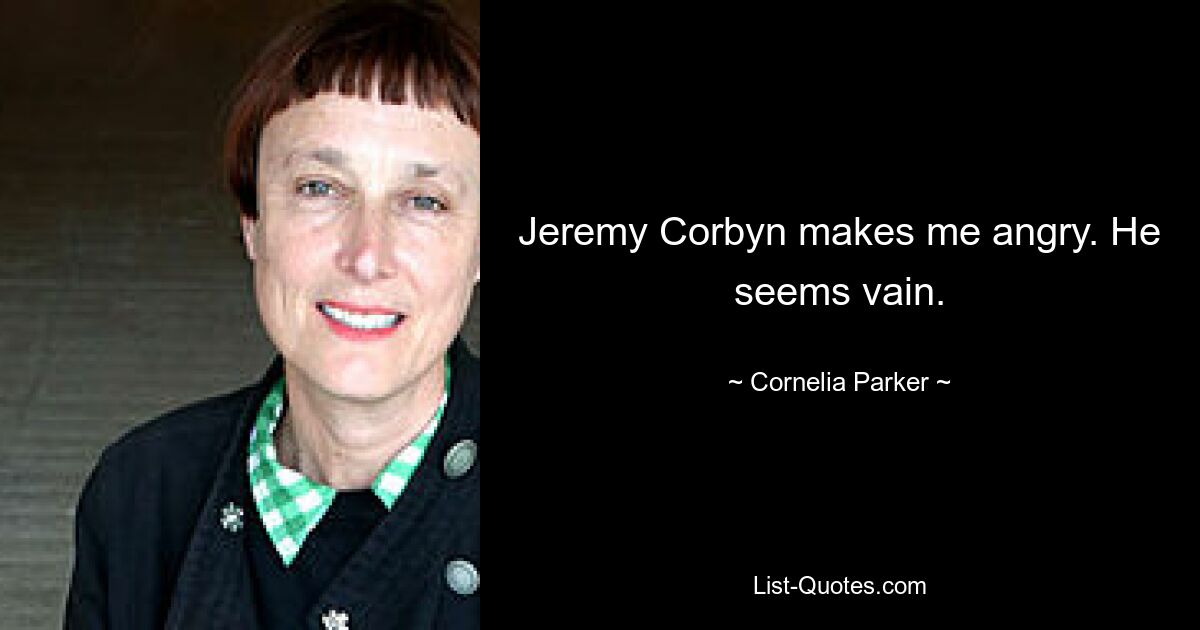 Jeremy Corbyn makes me angry. He seems vain. — © Cornelia Parker