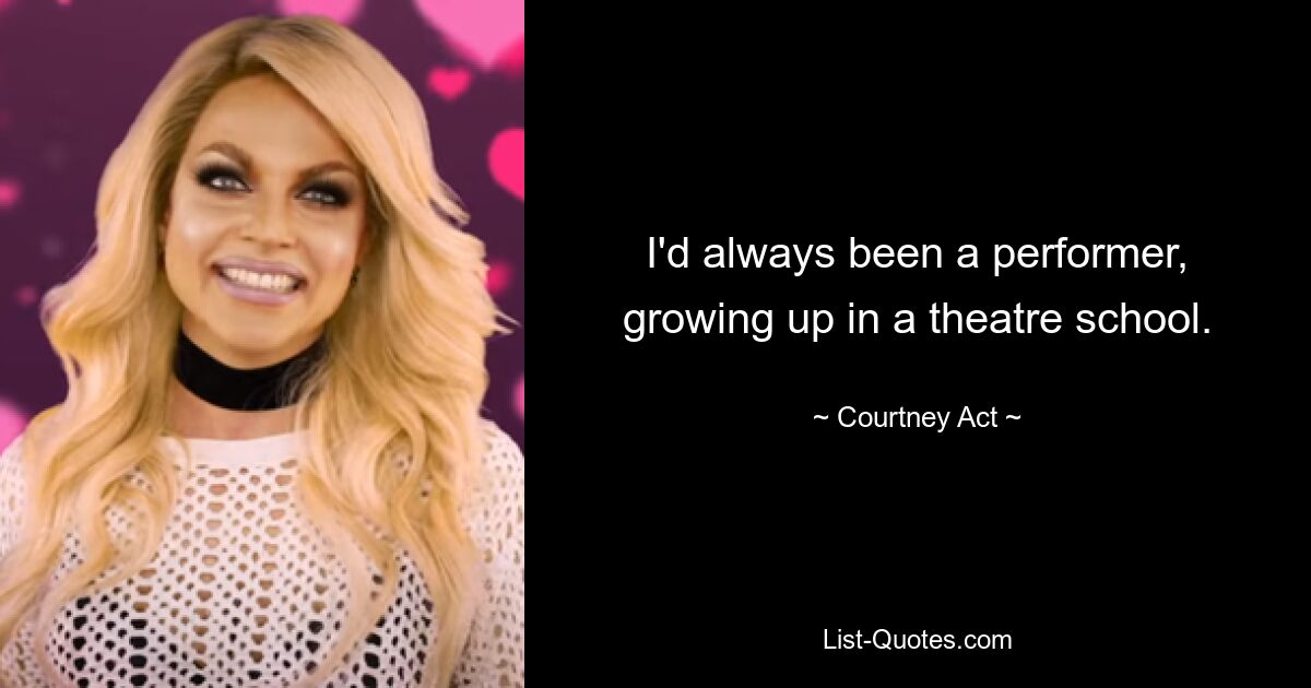 I'd always been a performer, growing up in a theatre school. — © Courtney Act