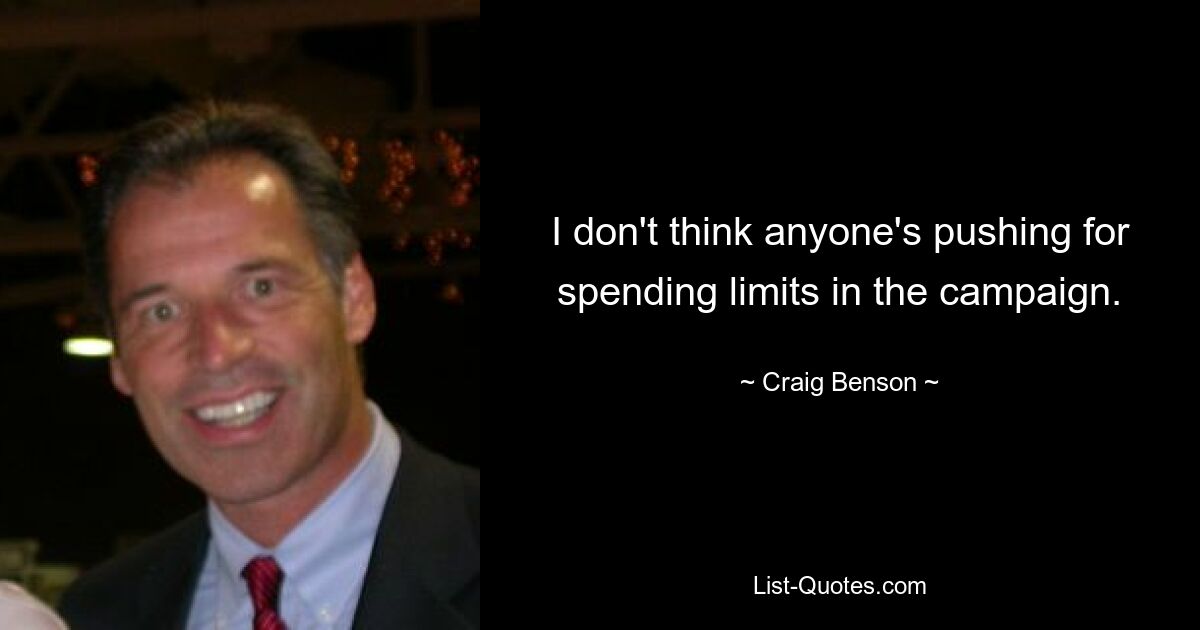 I don't think anyone's pushing for spending limits in the campaign. — © Craig Benson