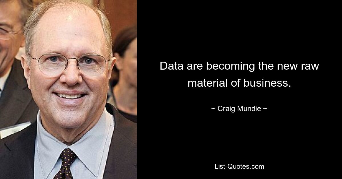 Data are becoming the new raw material of business. — © Craig Mundie