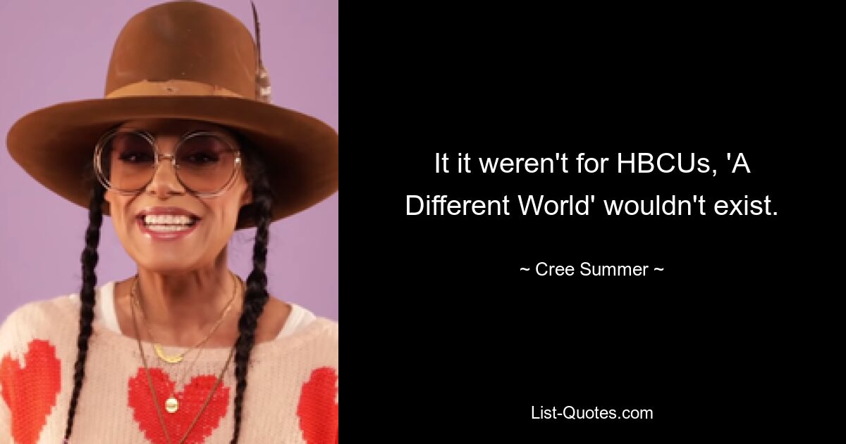 It it weren't for HBCUs, 'A Different World' wouldn't exist. — © Cree Summer