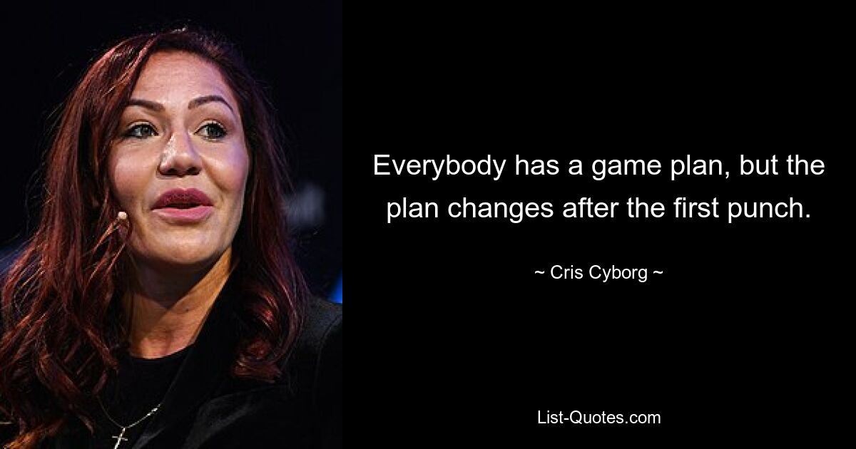 Everybody has a game plan, but the plan changes after the first punch. — © Cris Cyborg