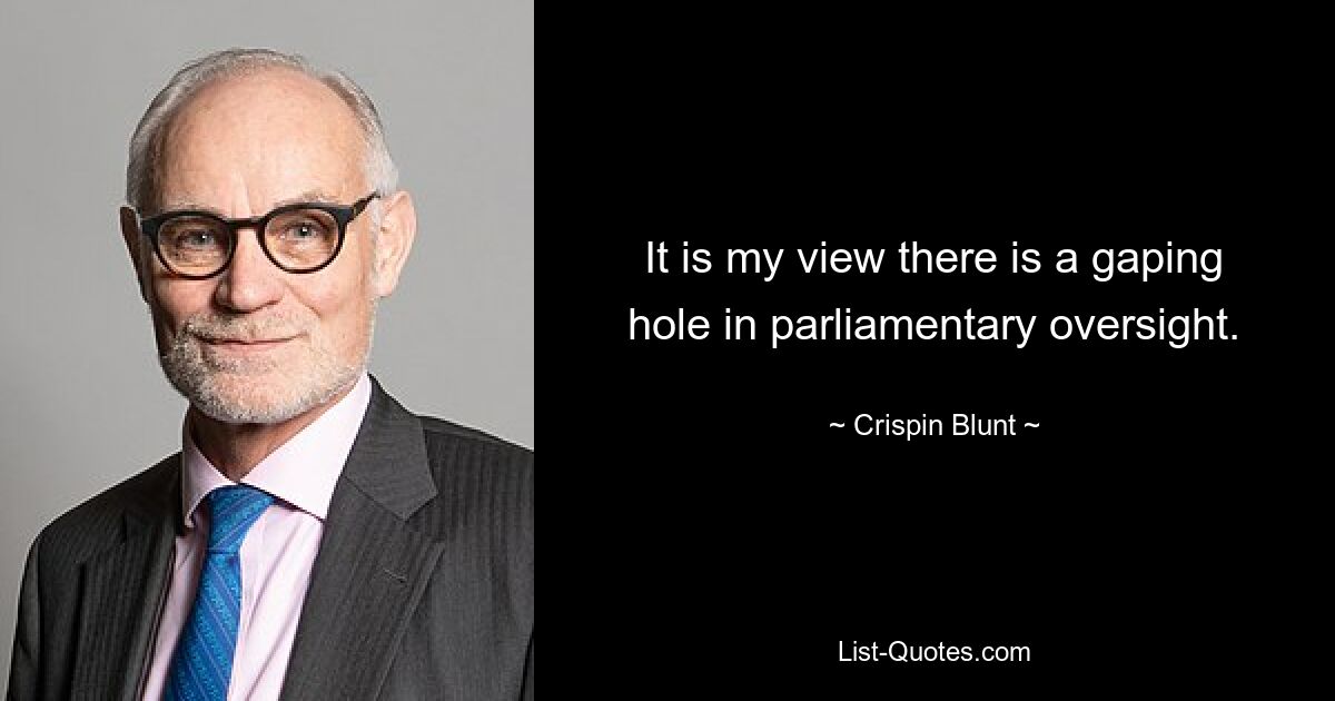 It is my view there is a gaping hole in parliamentary oversight. — © Crispin Blunt