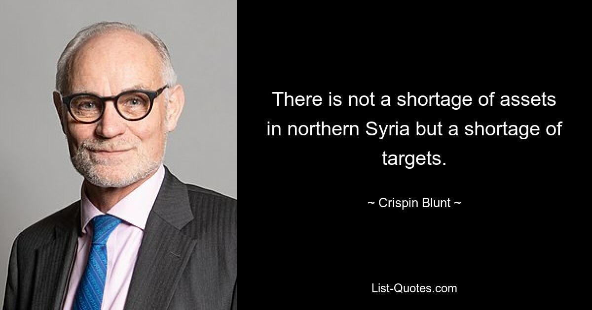 There is not a shortage of assets in northern Syria but a shortage of targets. — © Crispin Blunt