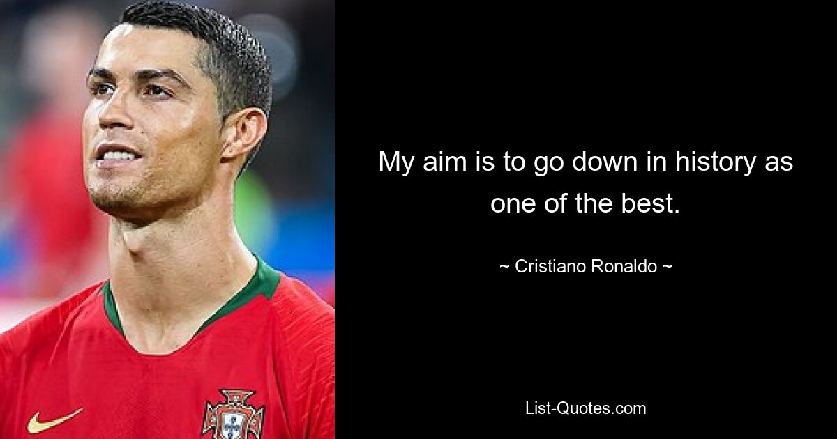 My aim is to go down in history as one of the best. — © Cristiano Ronaldo