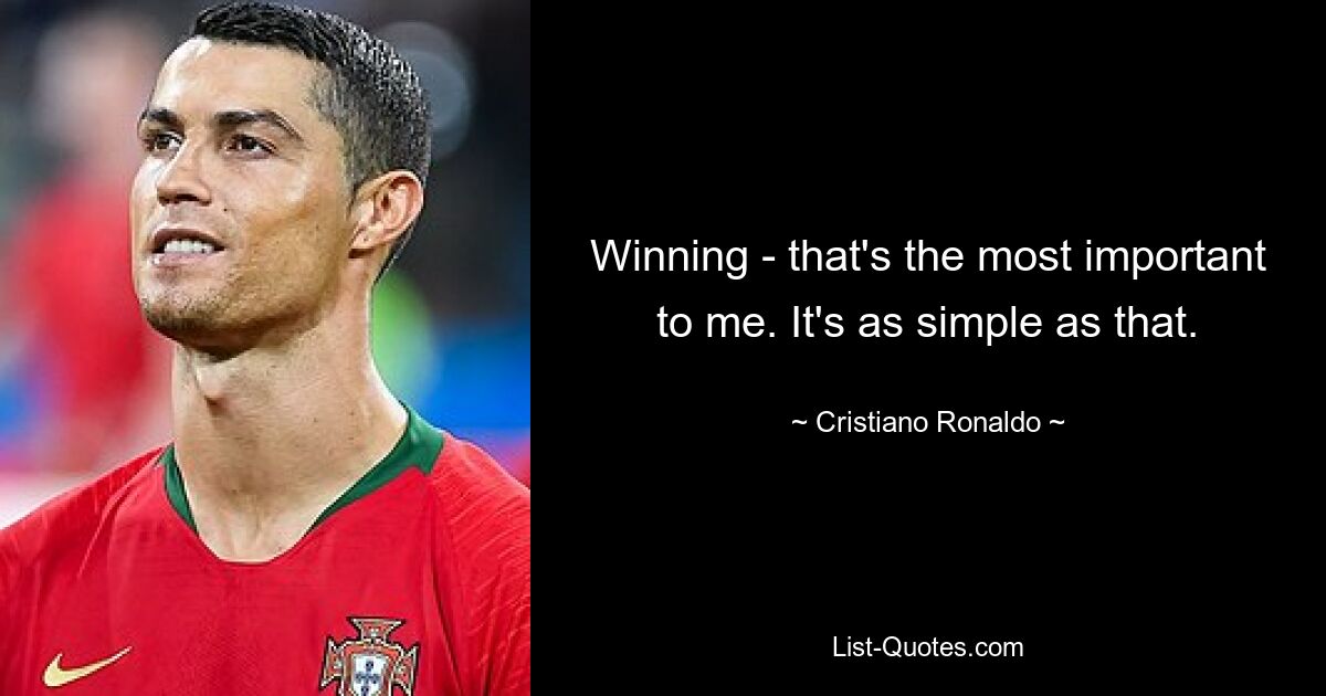 Winning - that's the most important to me. It's as simple as that. — © Cristiano Ronaldo