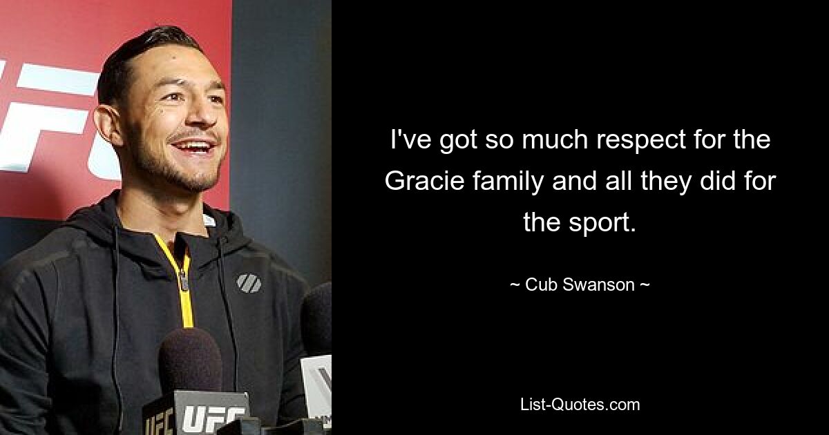 I've got so much respect for the Gracie family and all they did for the sport. — © Cub Swanson