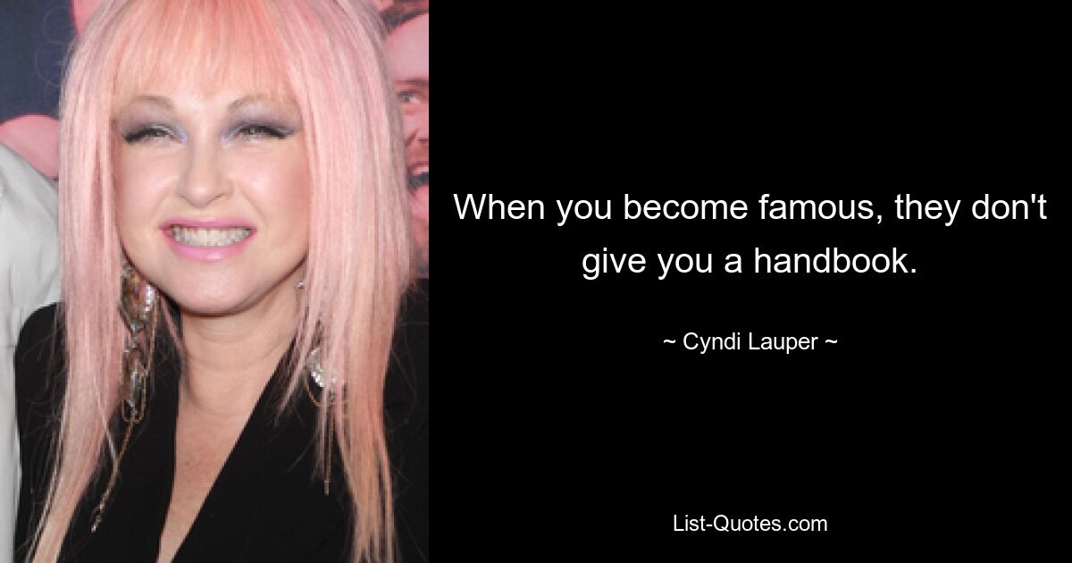 When you become famous, they don't give you a handbook. — © Cyndi Lauper