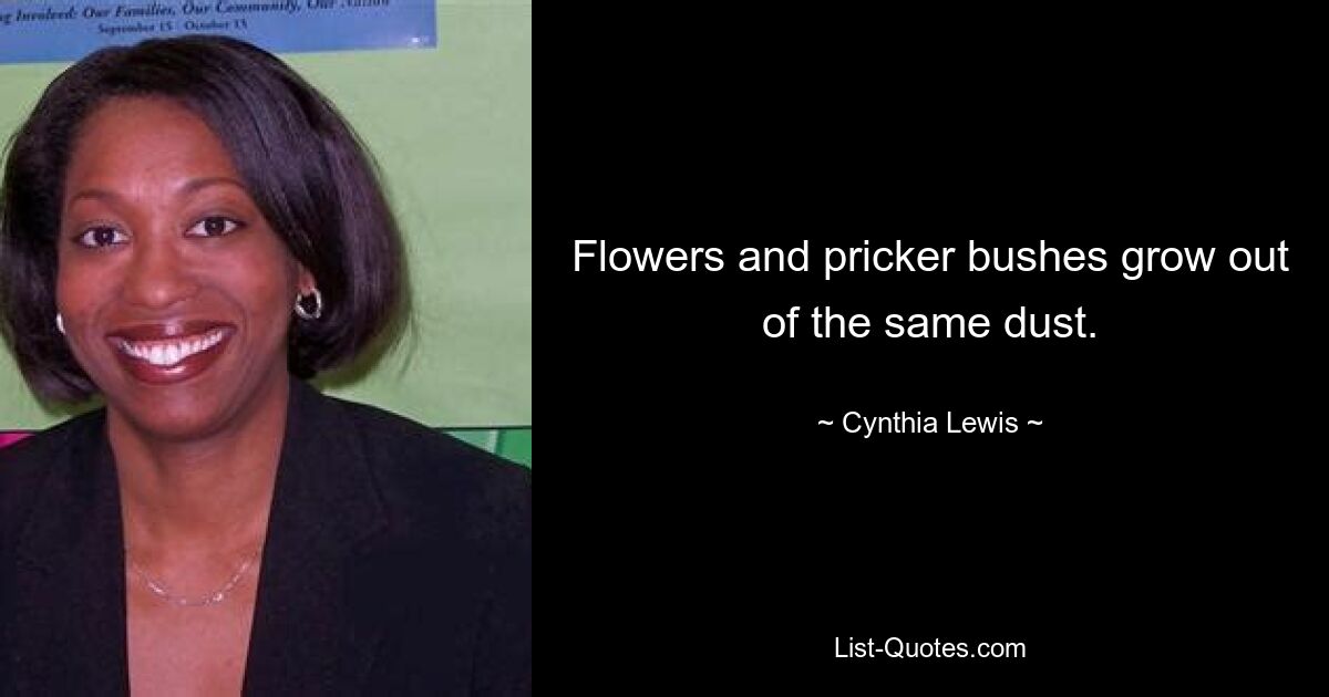 Flowers and pricker bushes grow out of the same dust. — © Cynthia Lewis