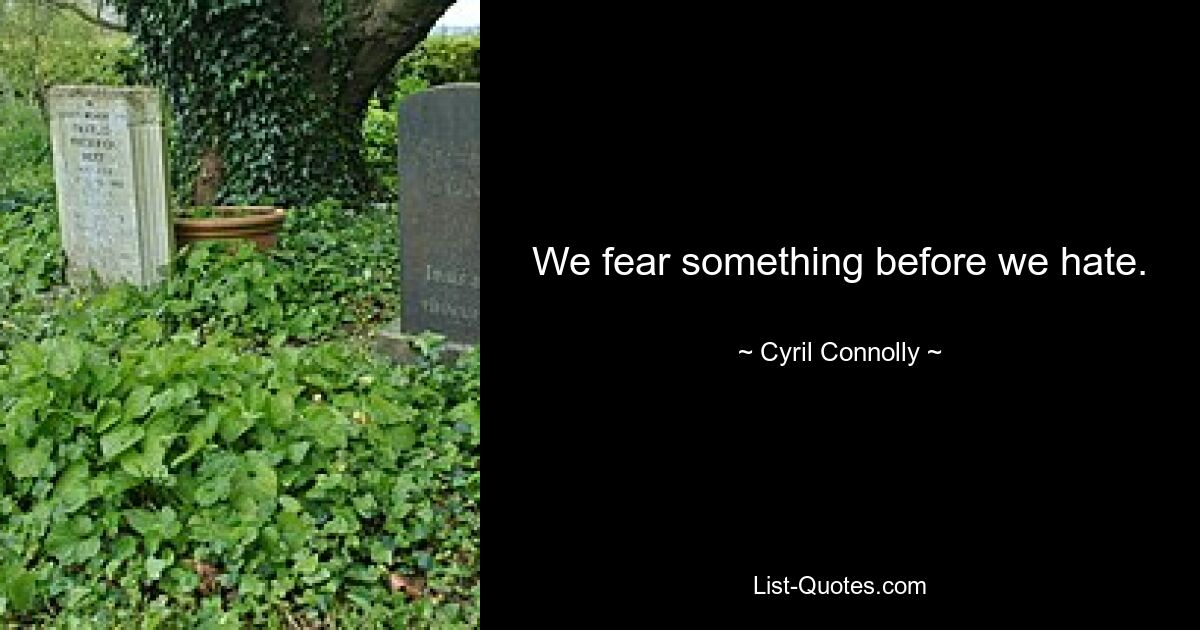 We fear something before we hate. — © Cyril Connolly