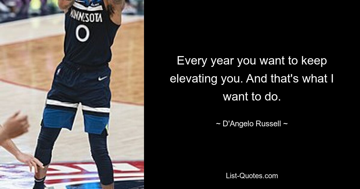 Every year you want to keep elevating you. And that's what I want to do. — © D'Angelo Russell