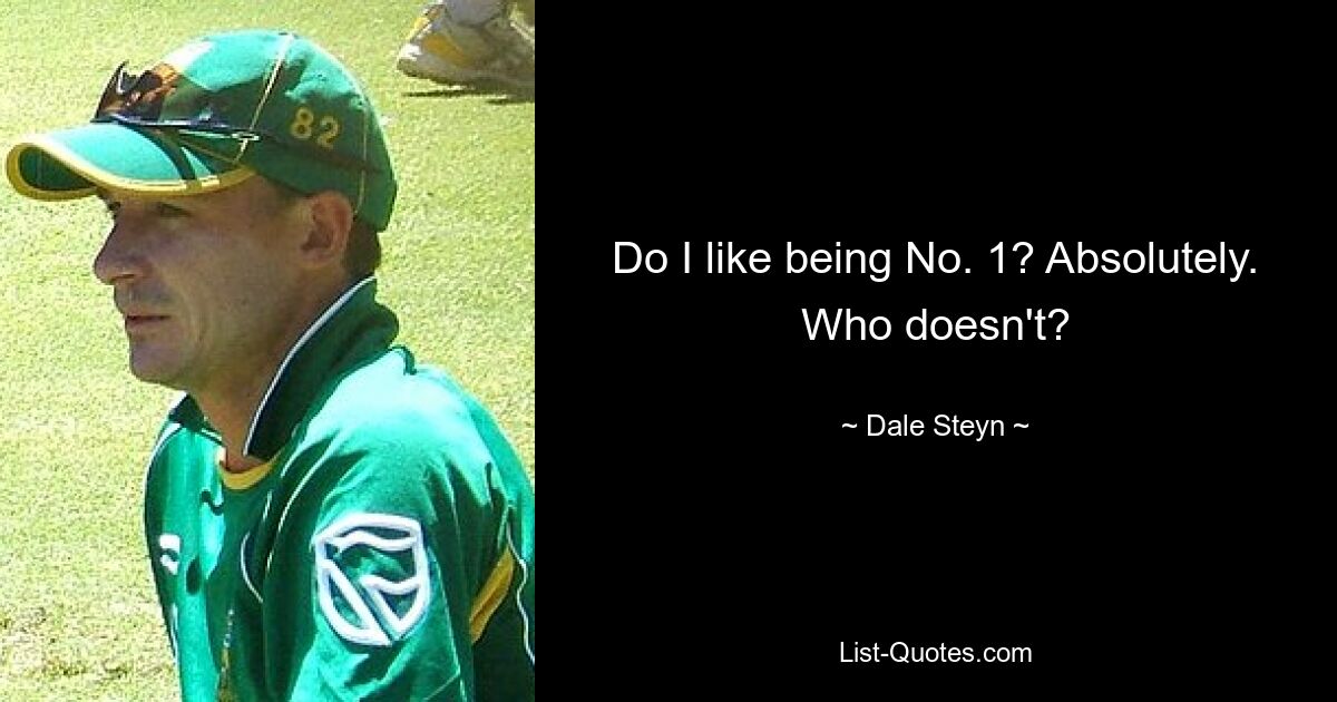 Do I like being No. 1? Absolutely. Who doesn't? — © Dale Steyn