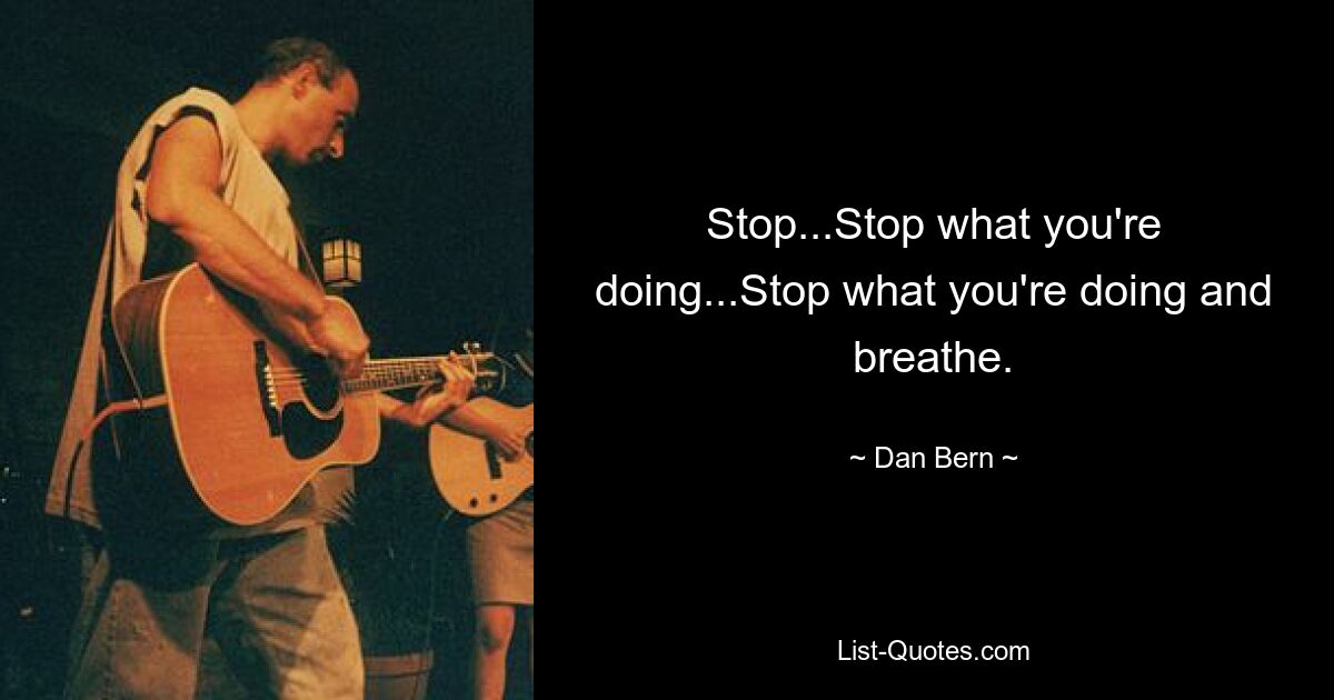 Stop...Stop what you're doing...Stop what you're doing and breathe. — © Dan Bern