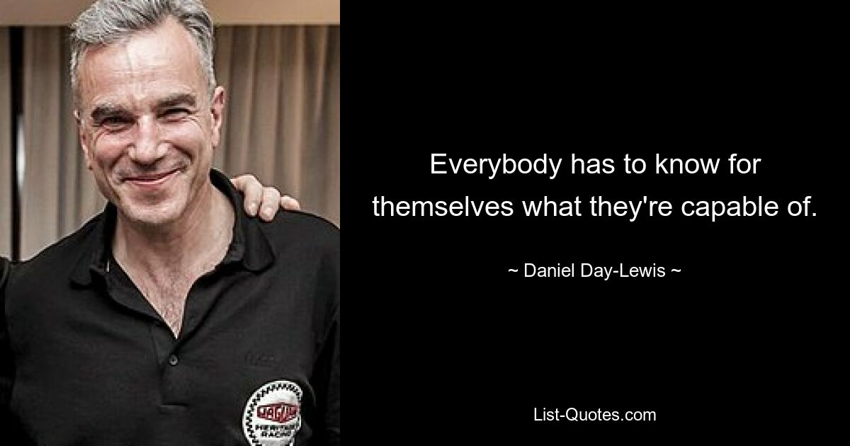 Everybody has to know for themselves what they're capable of. — © Daniel Day-Lewis