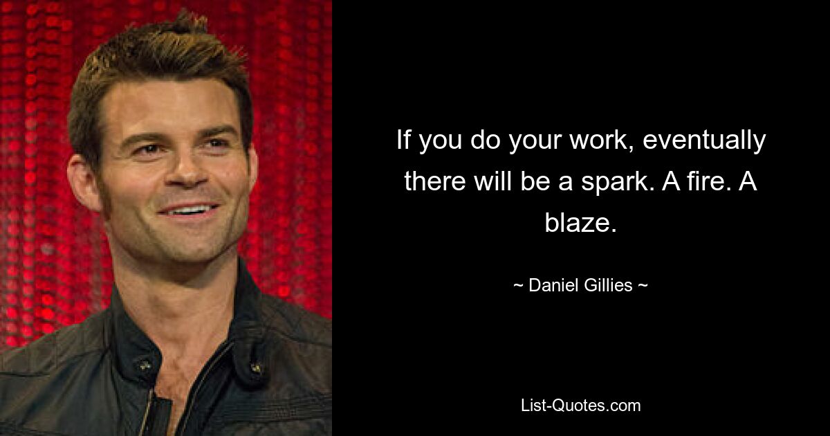 Wenn Sie Ihre Arbeit erledigen, wird es irgendwann einen Funken geben. Ein Feuer. Ein Feuer. — © Daniel Gillies