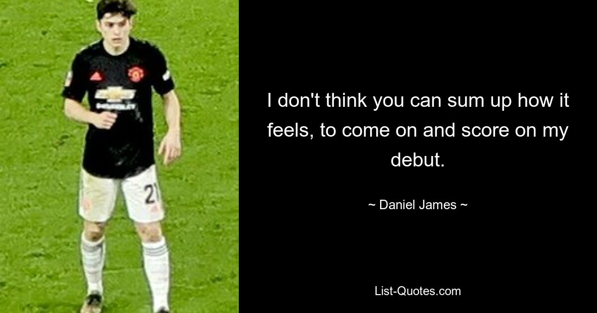 I don't think you can sum up how it feels, to come on and score on my debut. — © Daniel James