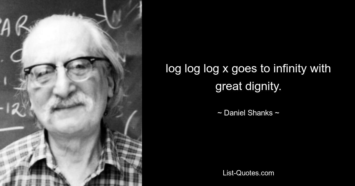 log log log x goes to infinity with great dignity. — © Daniel Shanks