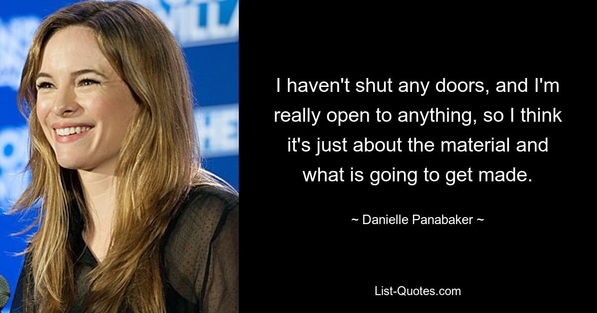 I haven't shut any doors, and I'm really open to anything, so I think it's just about the material and what is going to get made. — © Danielle Panabaker