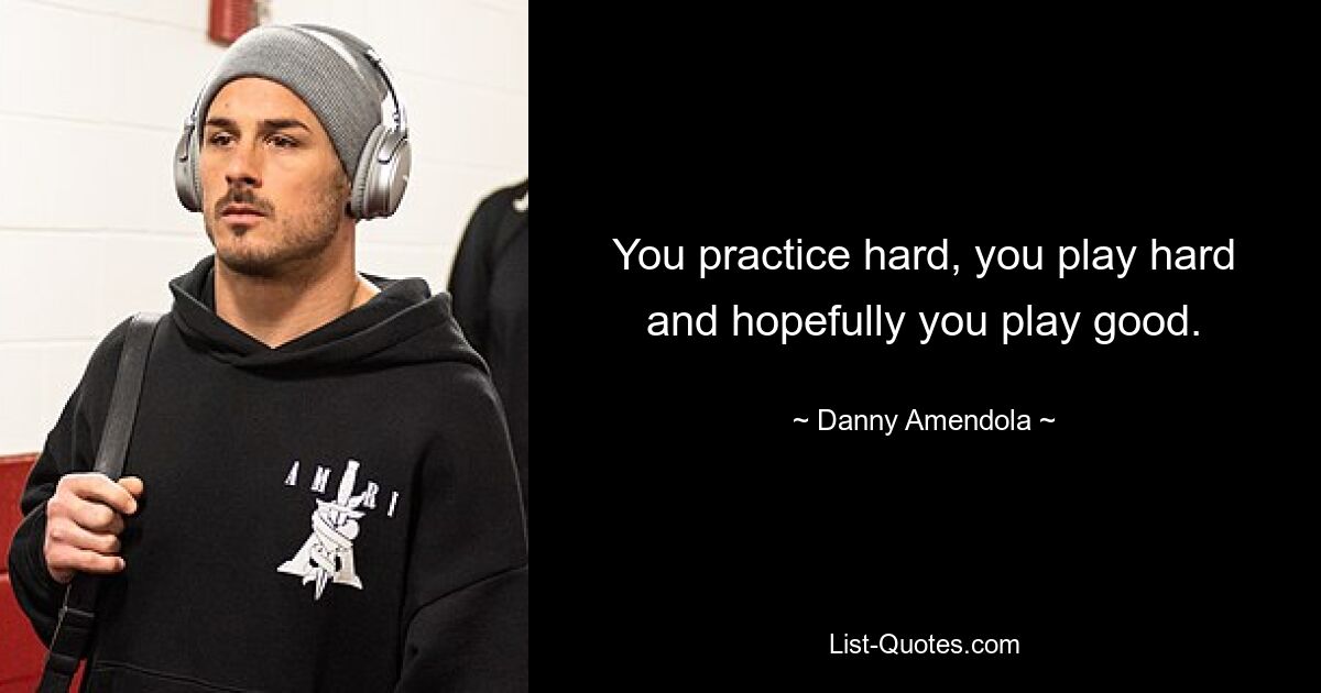 You practice hard, you play hard and hopefully you play good. — © Danny Amendola