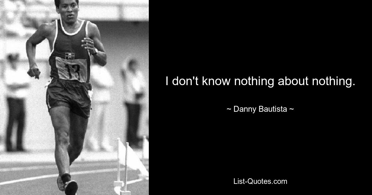 I don't know nothing about nothing. — © Danny Bautista