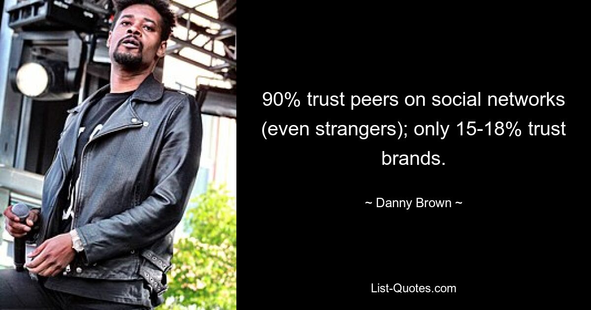 90% trust peers on social networks (even strangers); only 15-18% trust brands. — © Danny Brown