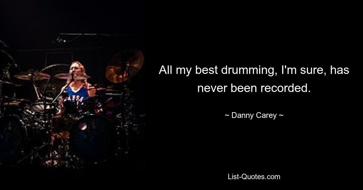 All my best drumming, I'm sure, has never been recorded. — © Danny Carey