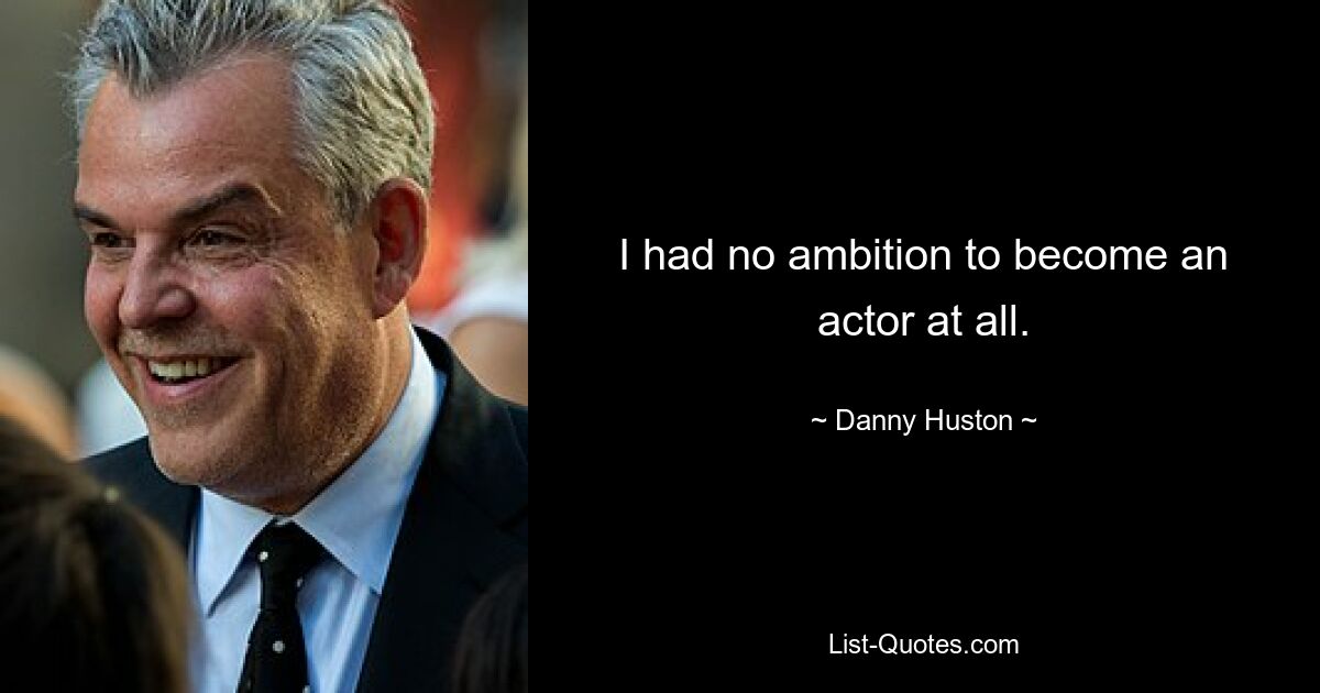 I had no ambition to become an actor at all. — © Danny Huston