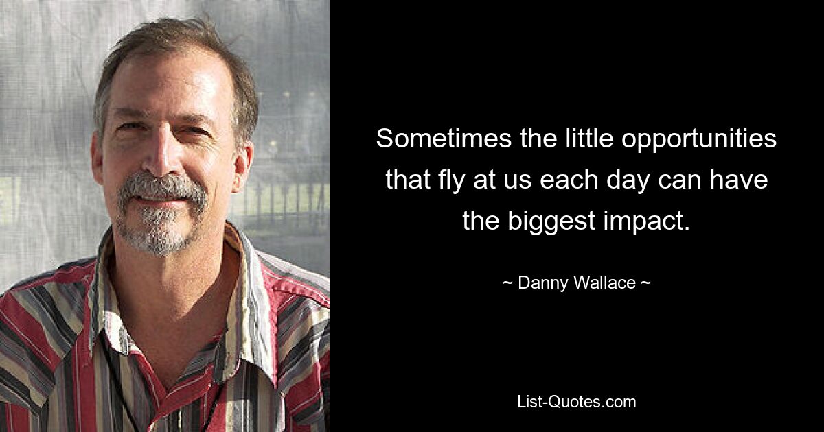 Sometimes the little opportunities that fly at us each day can have the biggest impact. — © Danny Wallace