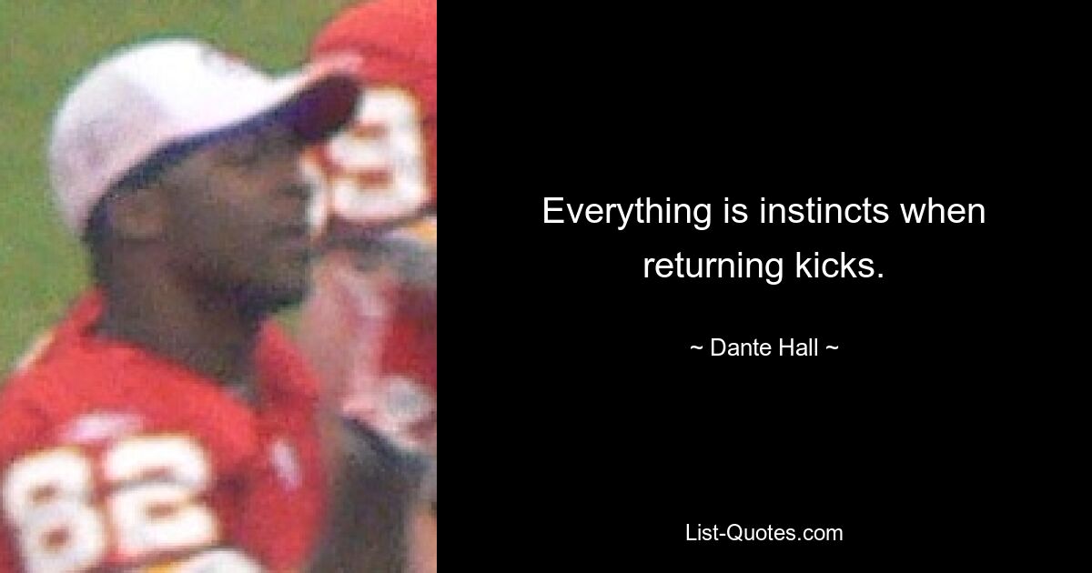 Everything is instincts when returning kicks. — © Dante Hall