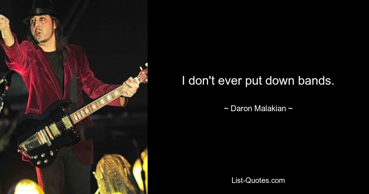 I don't ever put down bands. — © Daron Malakian