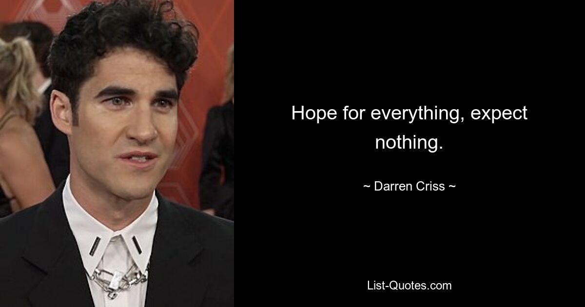 Auf alles hoffen, nichts erwarten. — © Darren Criss 