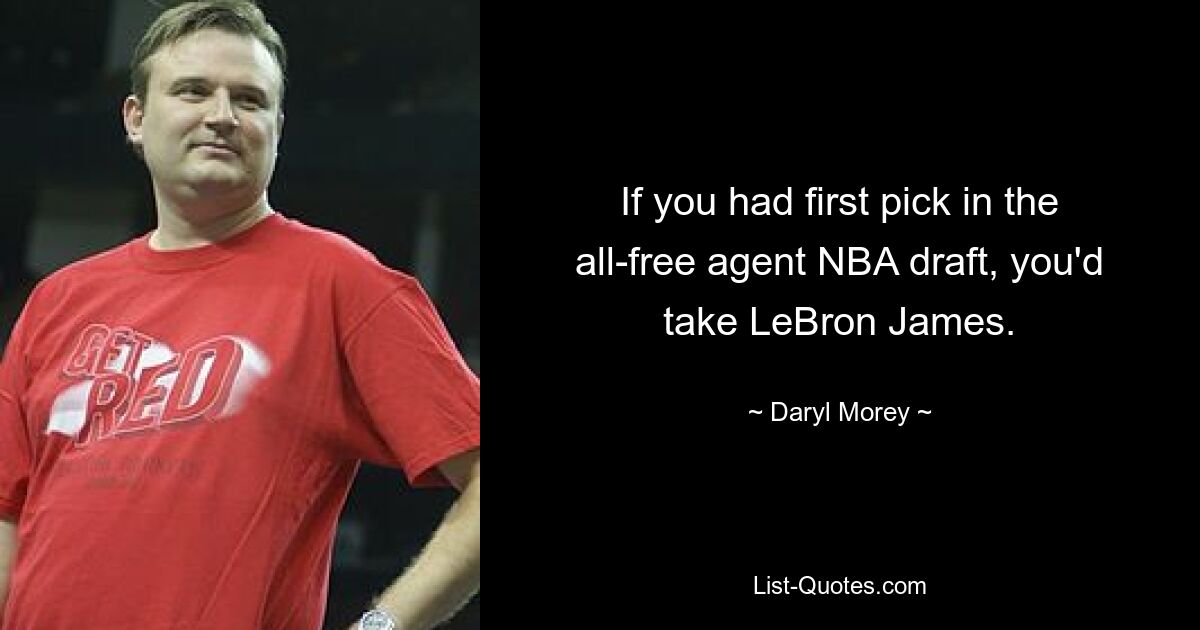 If you had first pick in the all-free agent NBA draft, you'd take LeBron James. — © Daryl Morey