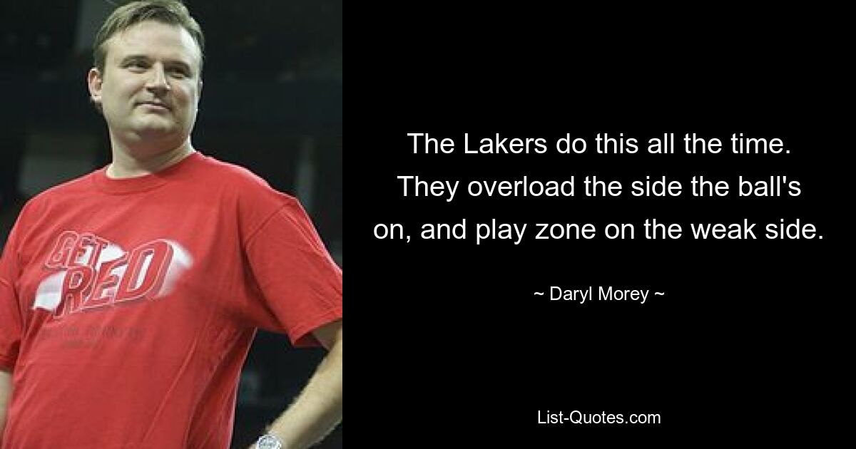 The Lakers do this all the time. They overload the side the ball's on, and play zone on the weak side. — © Daryl Morey