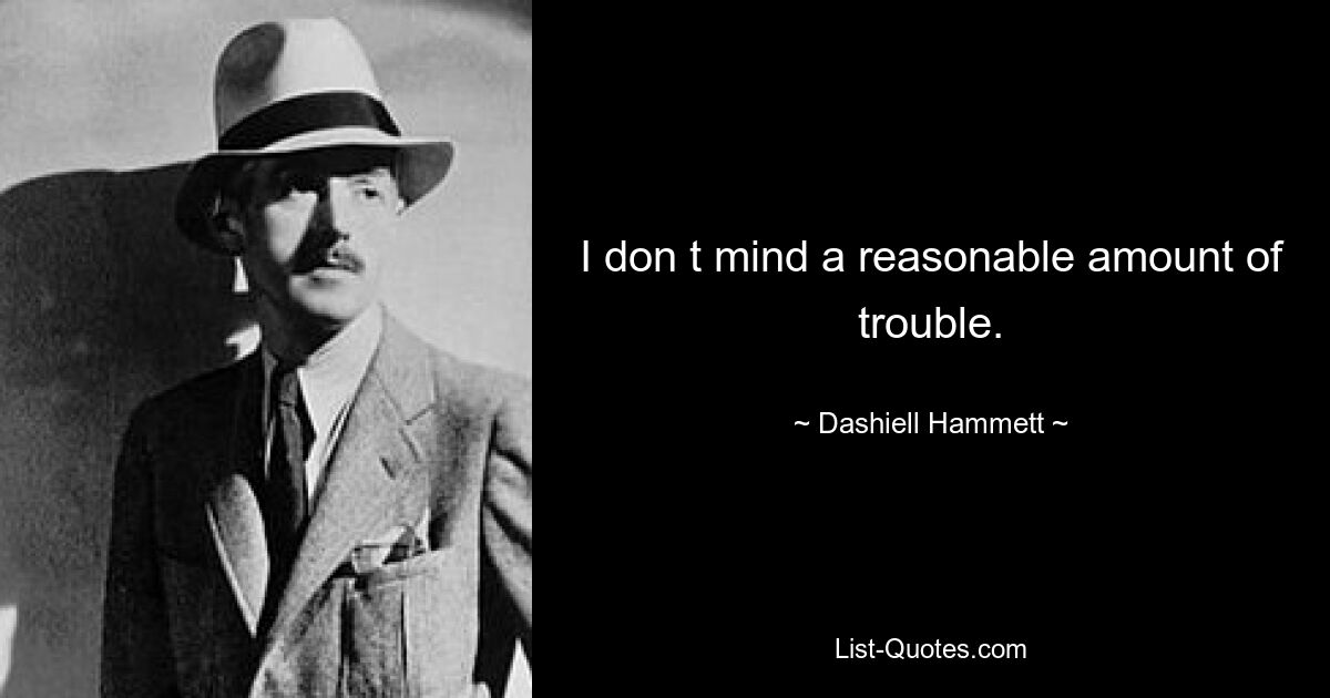 I don t mind a reasonable amount of trouble. — © Dashiell Hammett