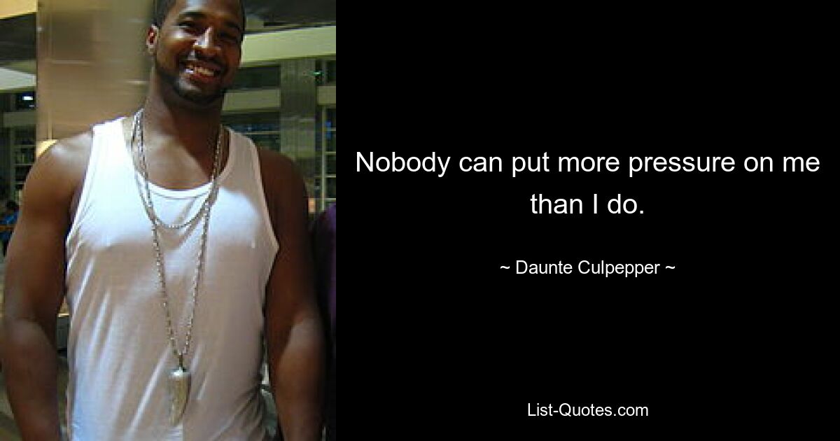 Nobody can put more pressure on me than I do. — © Daunte Culpepper