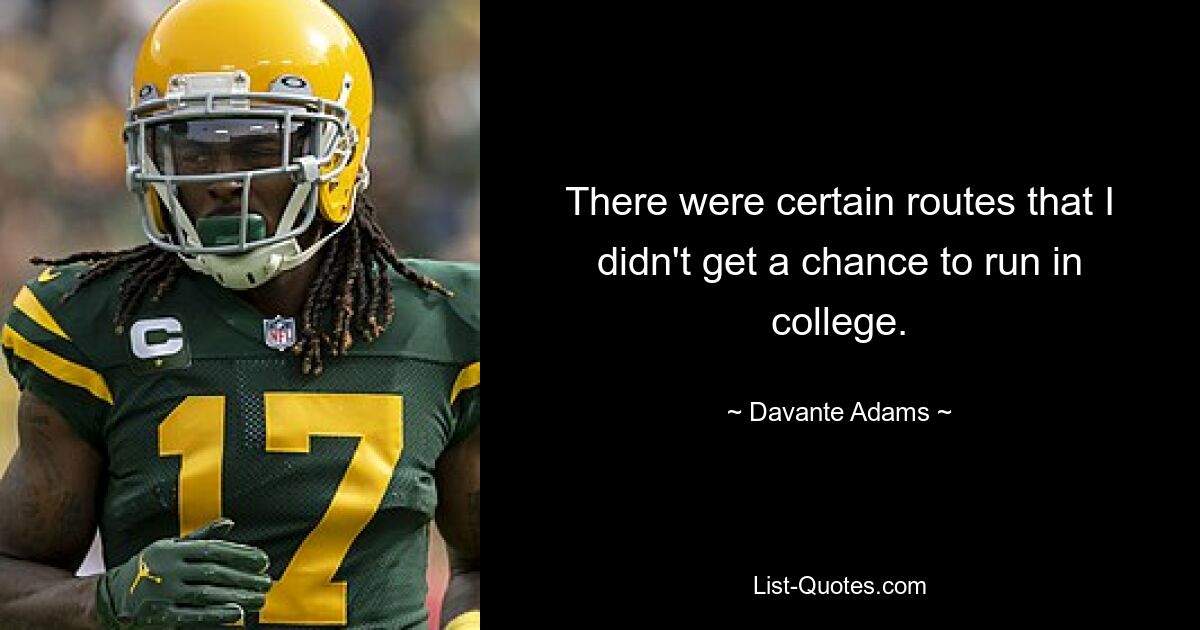 There were certain routes that I didn't get a chance to run in college. — © Davante Adams