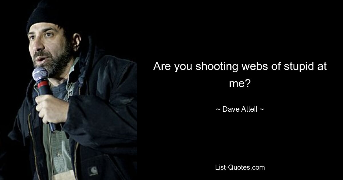 Are you shooting webs of stupid at me? — © Dave Attell