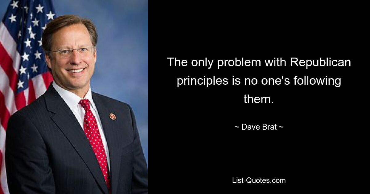 The only problem with Republican principles is no one's following them. — © Dave Brat