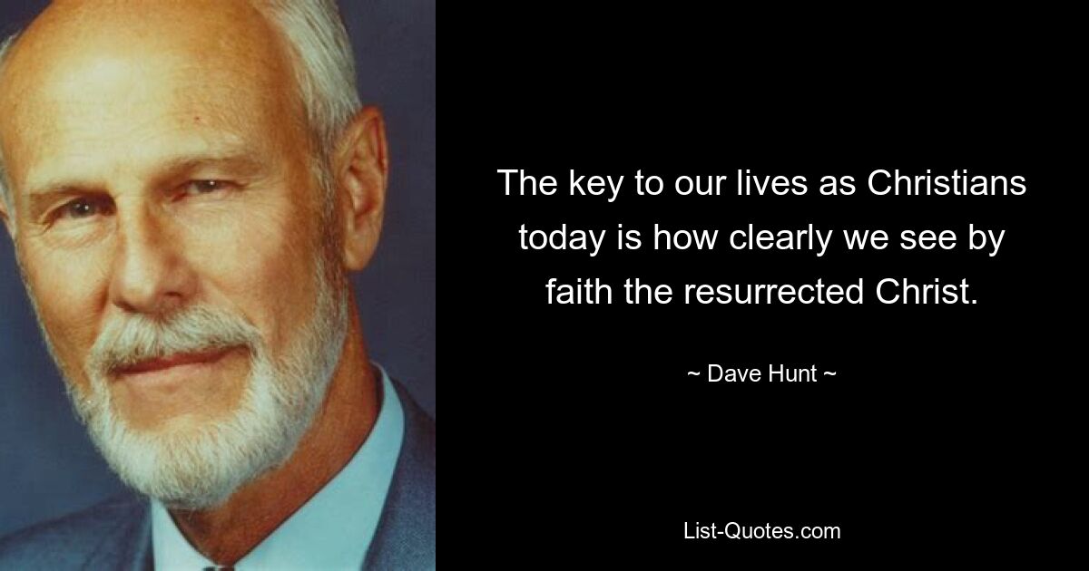 The key to our lives as Christians today is how clearly we see by faith the resurrected Christ. — © Dave Hunt